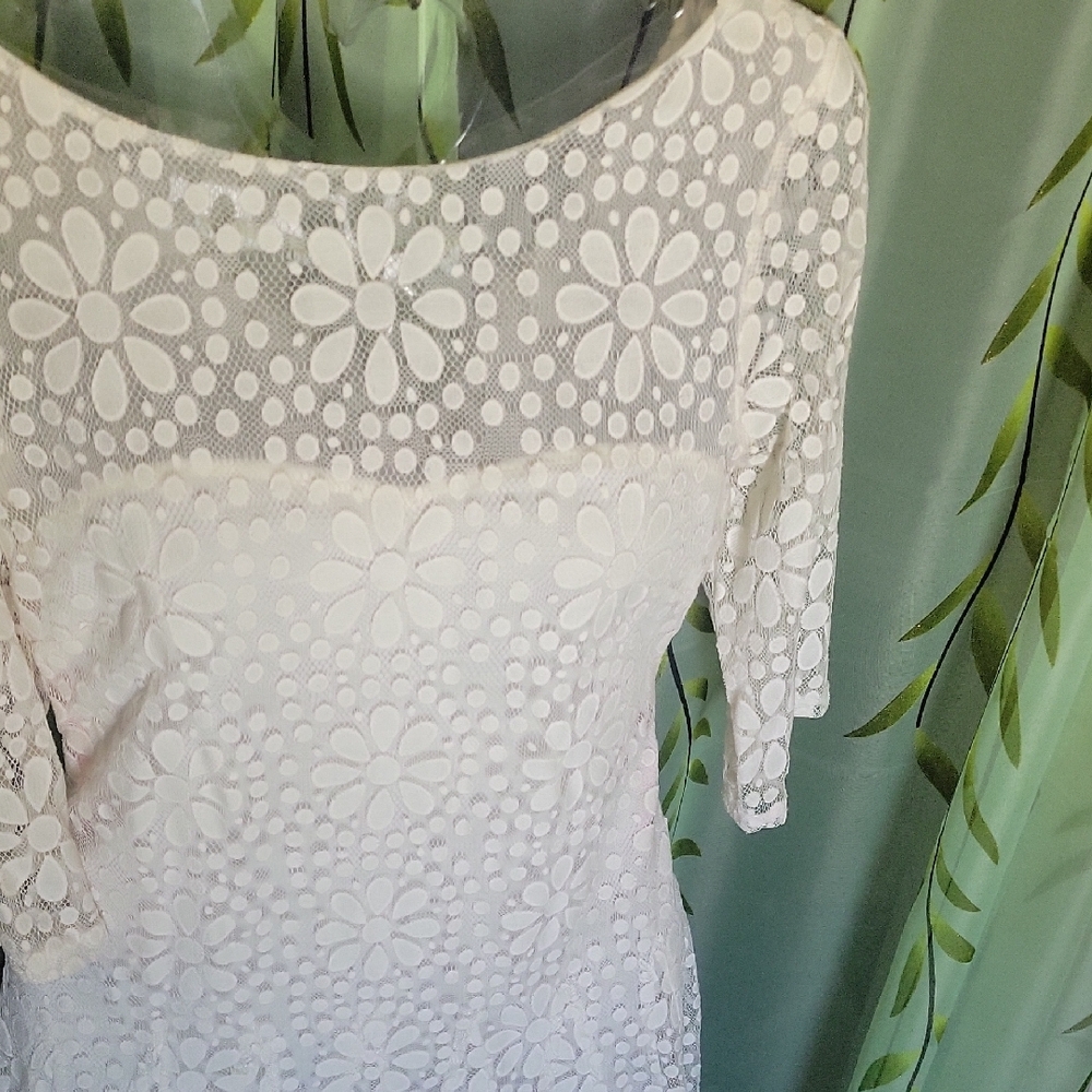 Betsey Johnson White Dress with Floral Lace